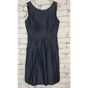Adrianna Papell Sleeveless Dress 6 Fit Flare Dark Navy Pockets‎ Lined Pleated